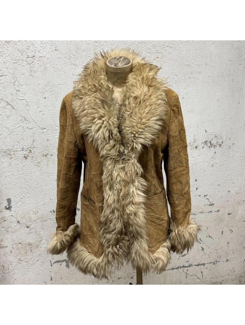 Vintage 1970s Patchwork Suede Afghan "Penny Lane" Coat Tan